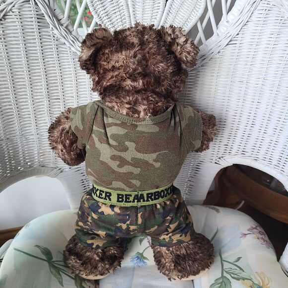 Vintage Army "Major Cutie" Teddy Bear Brown Plush Stuffed Animal W/ Camo Outfit - Picture 8 of 10